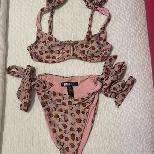 Beach Riot Pink Patterned Bikini Set